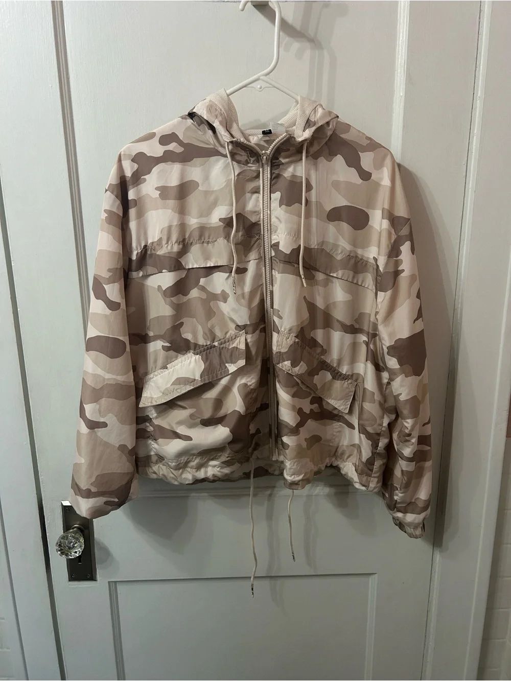 Divided Beige and Taupe Camo Hooded Windbreaker